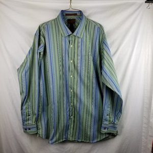 Born Long Sleeve Mens Button Shirt XL Blue Green